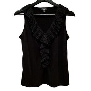 Talbots Sleeveless Ruffled‎ Blouse Black Size S